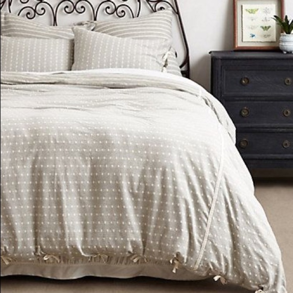 Anthropologie Dots Stripes queen duvet w 4 pillows
